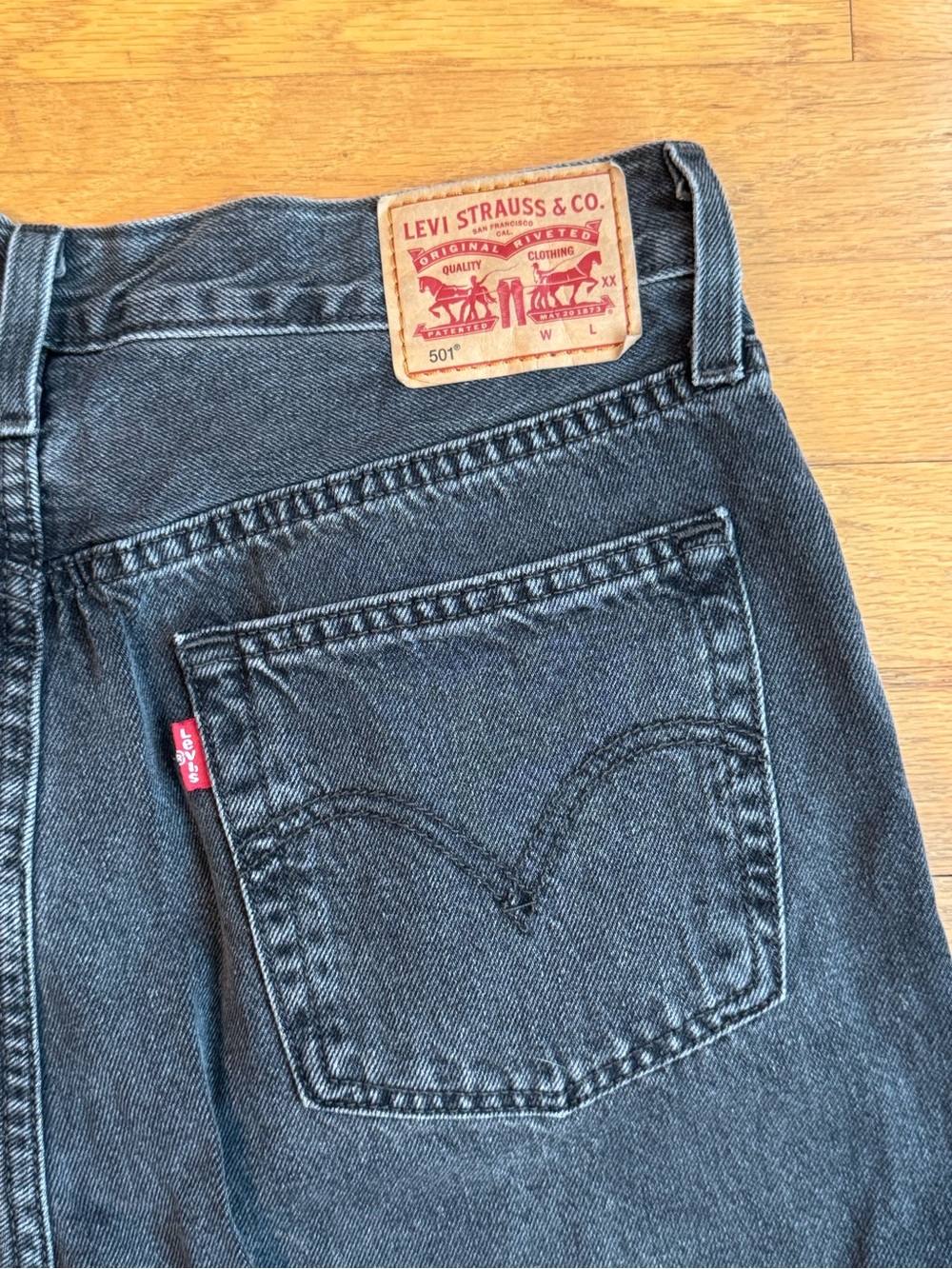 Levi's 501 Black Washed Straight Jeans (100% Cotton)